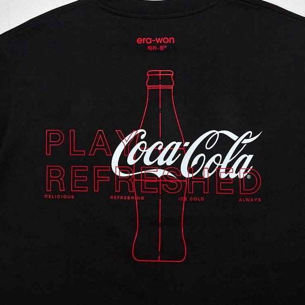 T-Shirt Oversized era-won เสื้อยืดเอราวอนโอเวอร์ไซส์แขนสั้น สำหรับคุณผู้ชาย สกรีน x Coca Cola สีดำ ICCSHOPPING