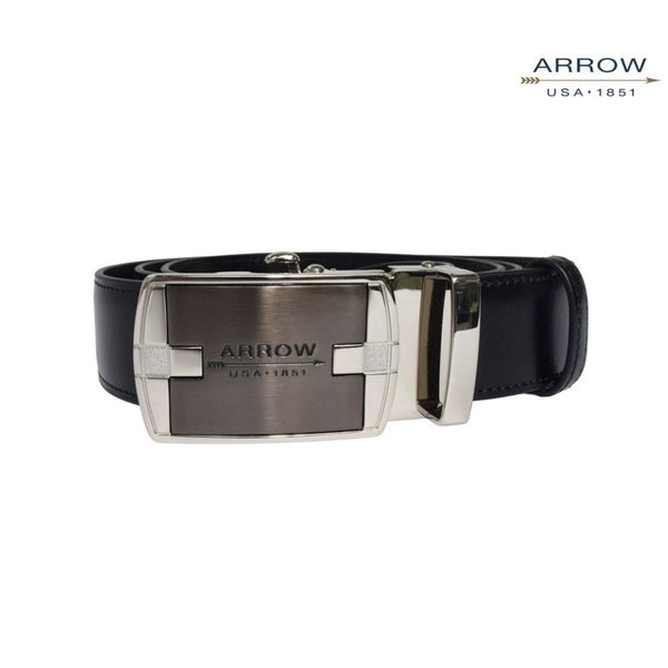 ARROW เข็มขัดผู้ชาย หัวออโต้ล็อค  Auto Belt (หนังวัวแท้จากอิตาลี) สีดำ รุ่น MYCB506