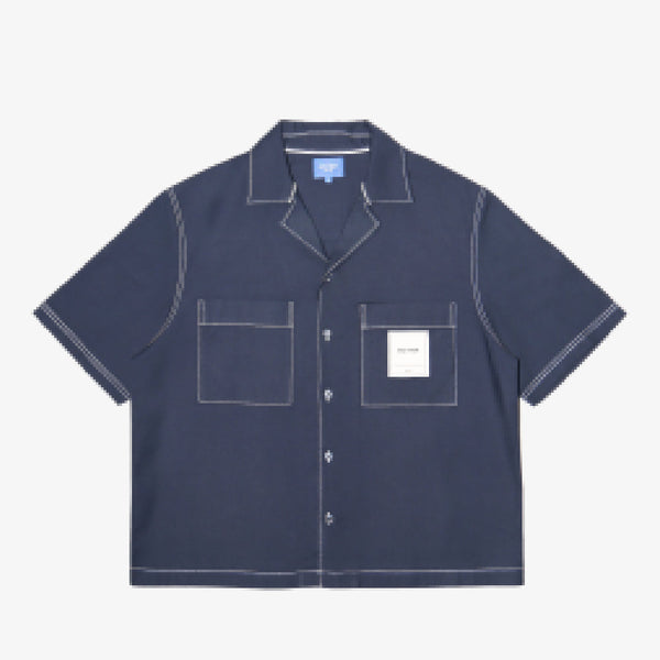 era-won Boxy Double Pocket Shirt เสื้อทรงกว้างตรง 2กระเป๋า สำหรับคุณผู้ชาย สีกรม