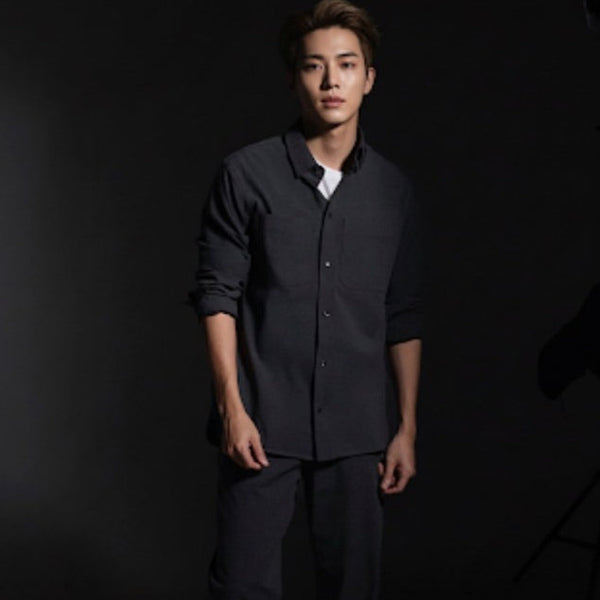 era-won เสื้อเชิ้ตแขนยาว รุ่น QUIET LUXURY MONOTONE SHIRT สี Black-Draft ICCSHOPPING