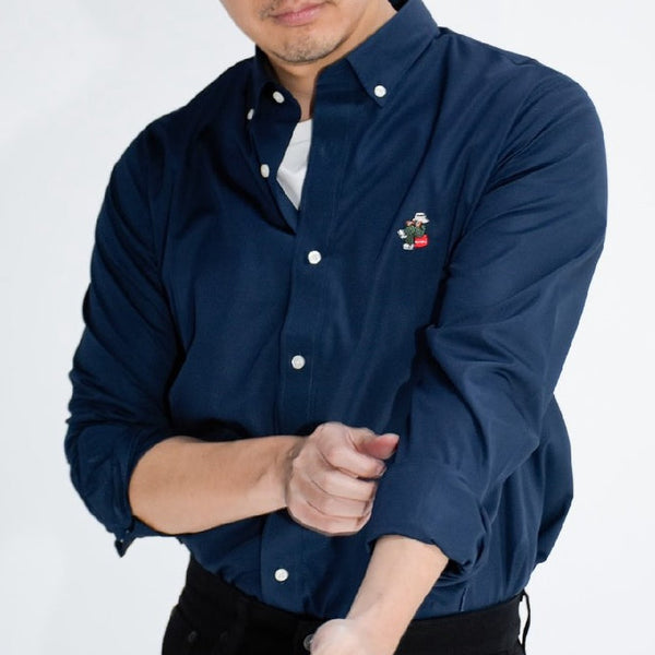 era-won เสื้อเชิ้ตคอปก ปัก ART TOY ทรง Dress shirt แขนยาว สี  Navy ICCSHOPPING