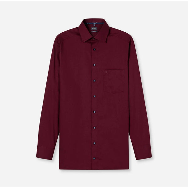 OLYMP LUXOR SHIRT เสื้อเชิ้ตผู้ชายแขนยาว ทรงตรง  Modern Fit สีแดง SPRI26