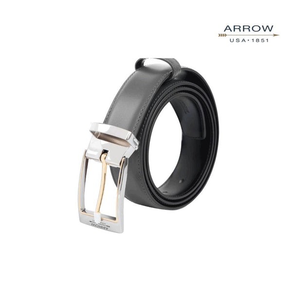 ARROW  เข็มขัดผู้ชาย หัวหมุด Pin Belt (หนังวัวแท้อิตาลี) สี ดำ รุ่น MYCB124 ICCSHOPPING