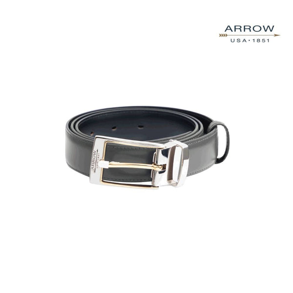 ARROW  เข็มขัดผู้ชาย หัวหมุด Pin Belt (หนังวัวแท้อิตาลี) สี ดำ รุ่น MYCB124