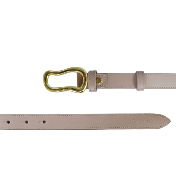 Guy Laroche เข็มขัดหนังผู้หญิง หัวหมุด สีครีม รุ่น AGB0014TW6BE38