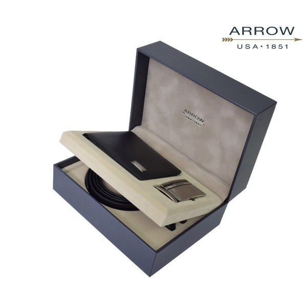 ARROW Gift Set Wallet & Auto Belt กิ๊ฟเซ็ตกระเป๋าและเข็มขัด สี ดำ รหัส MYCG205