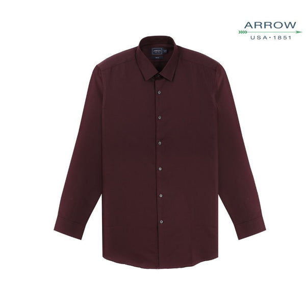 ARROW เสื้อเชิ้ต Non Iron แขนยาว ทรง Slim สีแดงมารูน รุ่น MACS808 MR