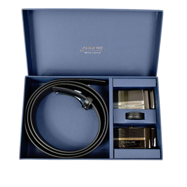 ARROW  Gift Set Auto Belt & Auto Belt (หนังวัวแท้)  สีดำ รุ่น MYCG503 ICCSHOPPING