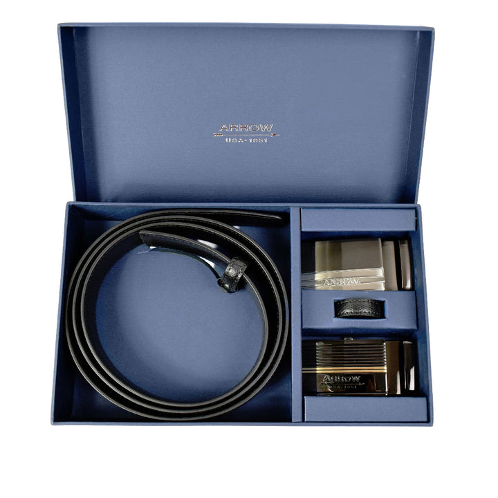 ARROW  Gift Set Auto Belt & Auto Belt (หนังวัวแท้)  สีดำ รุ่น MYCG503 ICCSHOPPING