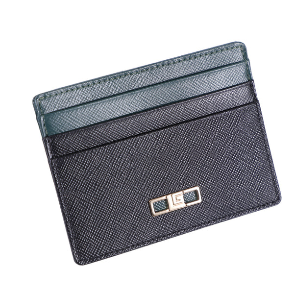 Guy Laroche กระเป๋าใส่นามบัตรหนังเรียบ 6 การ์ด สีดำ รุ่น AGP0951NS6BLS