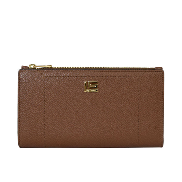 Guy Laroche 2 พับยาว + ใส่เหรียญ หนัง soft อัดลายลิ้นจี่ สีน้ำตาลเข้ม รุ่น AGP09232S6BRL