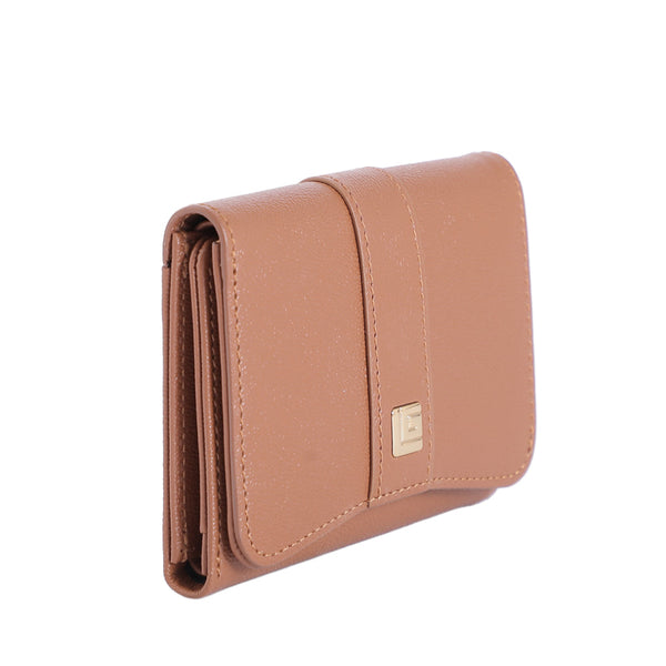 Guy Laroche กระเป๋าสตางค์ผู้หญิง 3 พับสั้น หนังแข็งอัดลายเม็ดทราย สีน้ำตาล รุ่น AGP09613S6BRS ICCSHOPPING