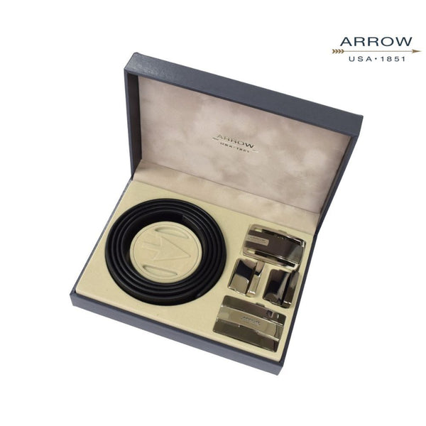 ARROW  Gift Set Auto Belt & Auto Belt (หนังวัวแท้)  สีดำ รุ่น MYCG134
