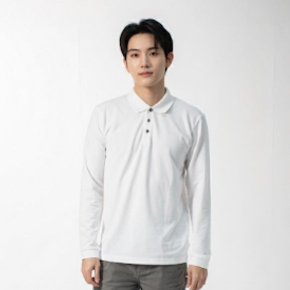 era-won เสื้อโปโลเอราวอนแขนยาว POLO สำหรับคุณผู้ชาย สี White-Draft