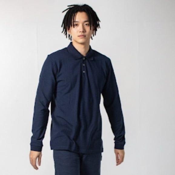 era-won เสื้อโปโลเอราวอนแขนยาว POLO สำหรับคุณผู้ชาย สี Navy-Draft