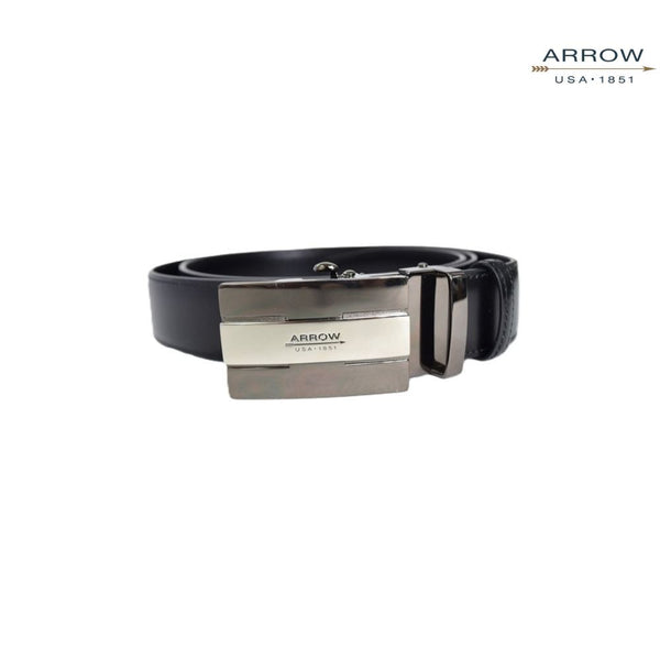 ARROW เข็มขัดผู้ชาย หัวออโต้ล็อค Auto Belt  (หนังวัวแท้จากอิตาลี) สีดำ รุ่น MYCB577