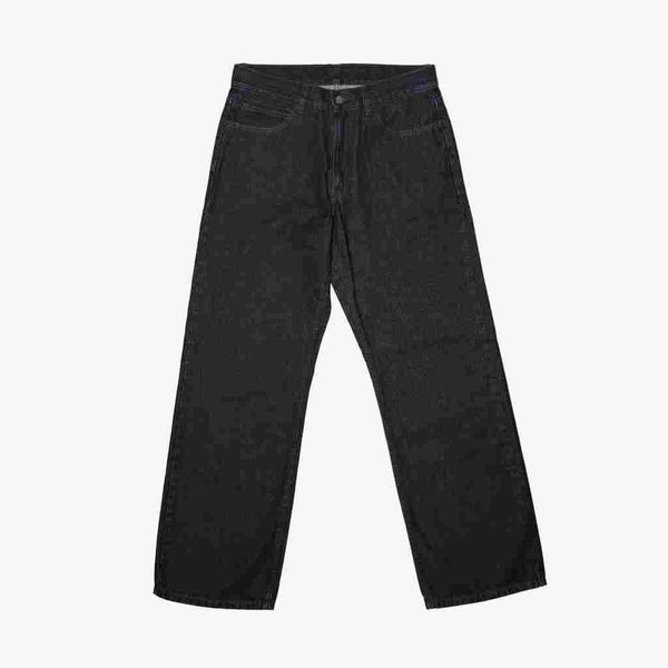 era-won กางเกงยีนส์ขายาวทรงกระบอก สำหรับคุณผู้ชาย CURVE DENIM  สีฟอกเข้ม ปักกระเป๋าลาย FLOWSKULL