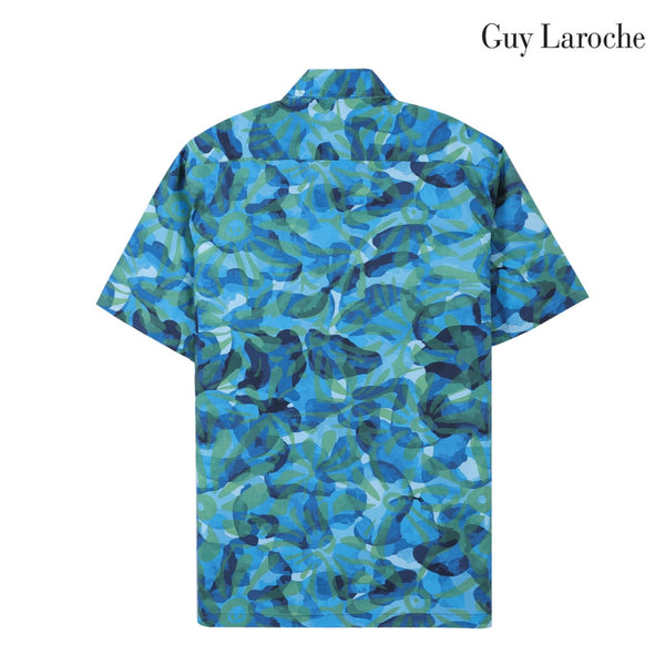 Guy Laroche เสื้อเชิ้ตแขนสั้น พิมพ์ลาย สีเขียว เนื้อผ้า 100% Cotton ทรง REGULAR FIT รุ่น BAC5103S6GR Guy Laroche