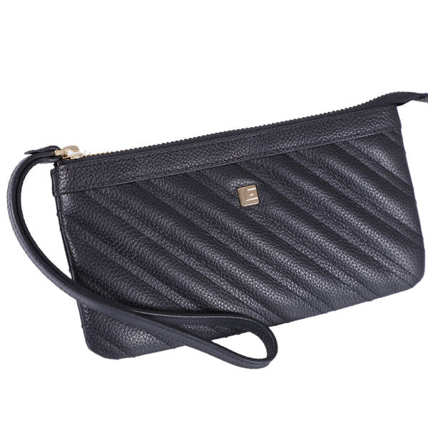 Guy Laroche กระเป๋าใส่มือถือแบบคล้องมือ หนังนิ่มอัดลายลิ้นจี่สีดำ รุ่น AGP0882CS6BLM