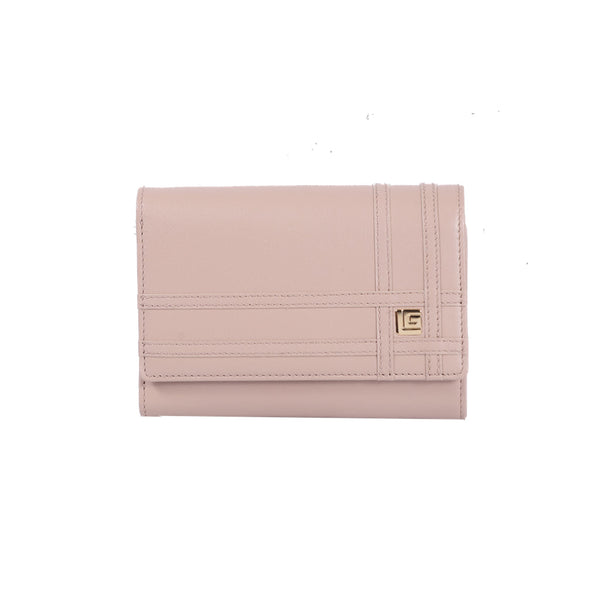 Guy Laroche กระเป๋าสตางค์ผู้หญิง สามพับกลาง  ทำจากหนัง soft  เรียบ  สีน้ำตาลอ่อน รุ่น AGP09033S6BEM
