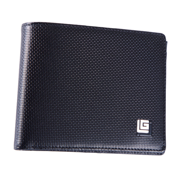 Guy Laroche กระเป๋าสตางค์หนังอัดลายบวก 8 การ์ด สีดำ รุ่น MGW04118R6BLS