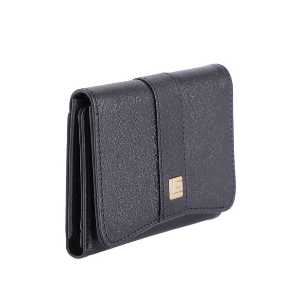 Guy Laroche กระเป๋าสตางค์ผู้หญิง 3 พับสั้น หนังแข็งอัดลายเม็ดทราย สีดำ รุ่น AGP09613S6BLS ICCSHOPPING