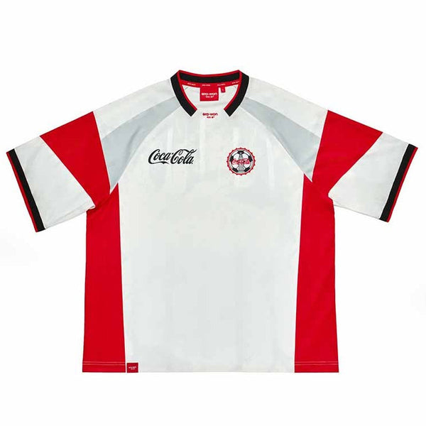 era-won | Coca Cola Jersey Oversized  แขนสั้น สำหรับคุณผู้ชาย ลาย Coca Cola สีขาว/แดง