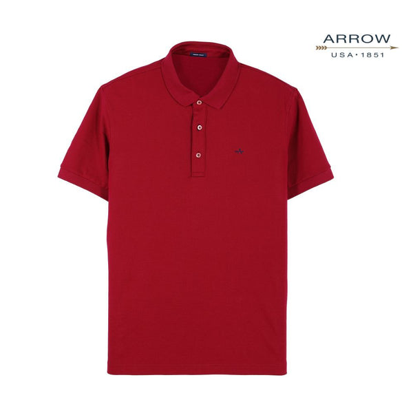 ARROW POLO เสื้อโปโลผู้ชาย แขนสั้น | ผ้า PIMA COTTON ทรง Smart สี แดงเลือดหมู รหัส MPCM884-MR