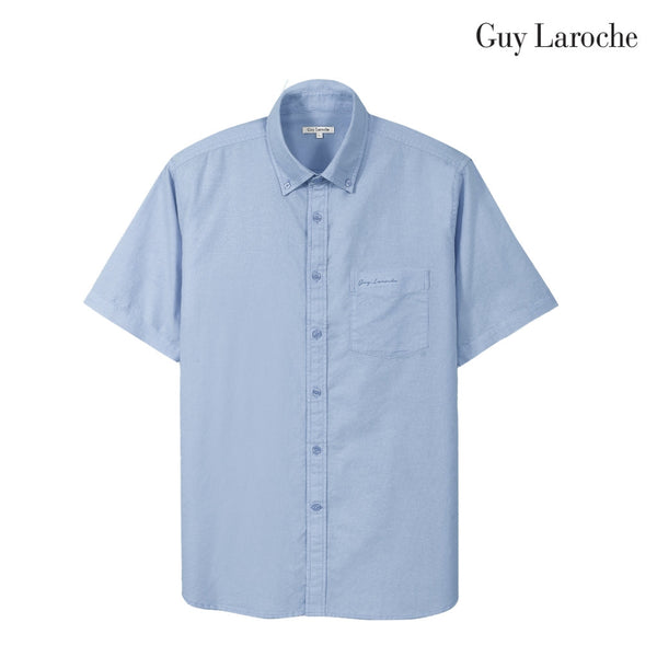 Guy Laroche เสื้อเชิ้ตแขนสั้น ผ้าฝ้าย 100% ทรง REGULAR FIT สีฟ้า รุ่น BAC6101S6BU