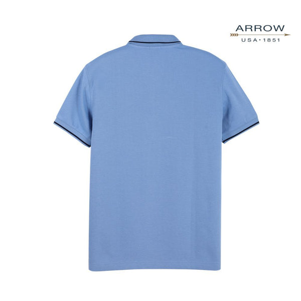 ARROW POLO เสื้อโปโลสีพื้น ปกทอขลิบ แขนรัดขลิบ ไม่มีกระเป๋า ทรง MODERN SMART  สี ฟ้าอ่อน (LIGTH BLUE) รหัส MPCM881A6-LB ICCSHOPPING