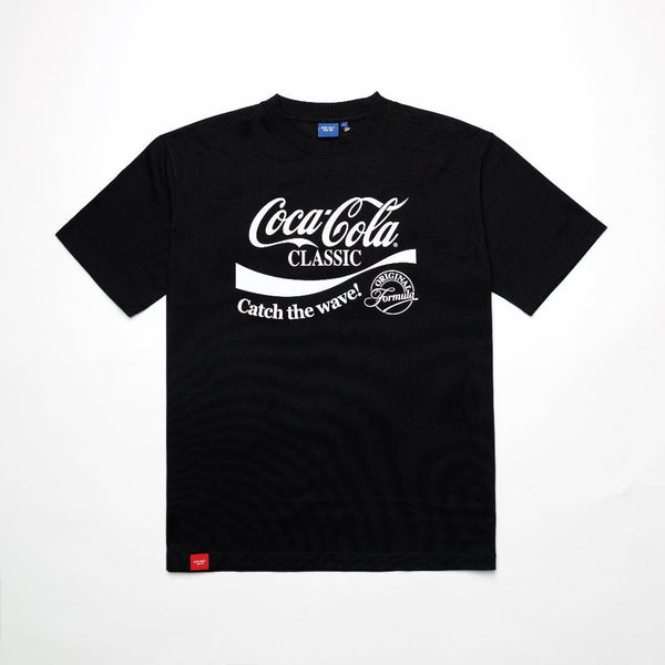 era-won | Coca Cola T-Shirt Oversized เสื้อยืดโอเวอร์ไซซ์ เอราวอน แขนสั้นสีดำ สกรีนลายโค้กสีขาว สำหรับคุณผู้ชาย