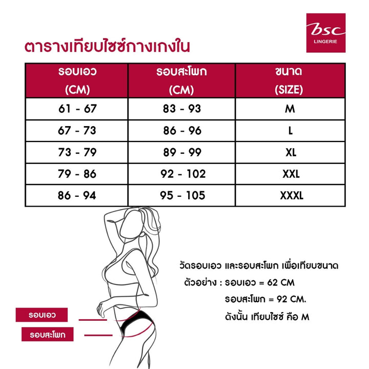 BSC กางเกงในแบรนด์BSC Lingerie รูปแบบ SEXI BIKINI ผ้าตาข่ายแต่งลูกไม้ รุ่น BU1628 ICCSHOPPING