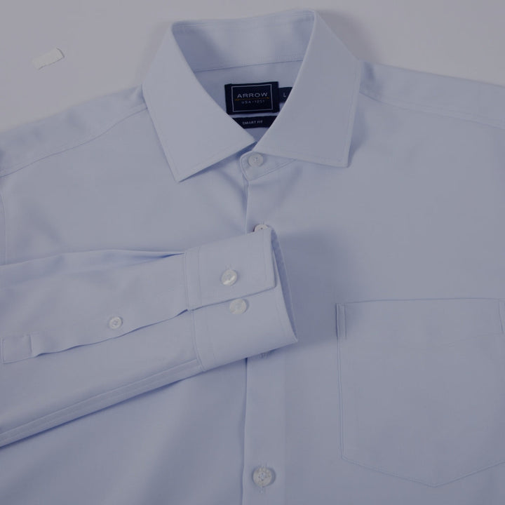 ARROW Microtech Shirt  ยับยาก ระบายอากาศดี ดีไซน์กระดุมพิเศษ  - เสื้อเชิ้ตแขนยาว ทรง SMART สีฟ้า MACM821-BU ICCSHOPPING