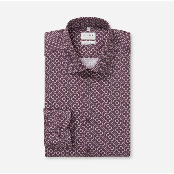 OLYMP LEVEL FIVE SHIRT เสื้อเชิ้ตผู้ชายแขนยาว ทรงพอดีตัว Body fit ลายพิมพ์กราฟิก สีม่วง SPRI26
