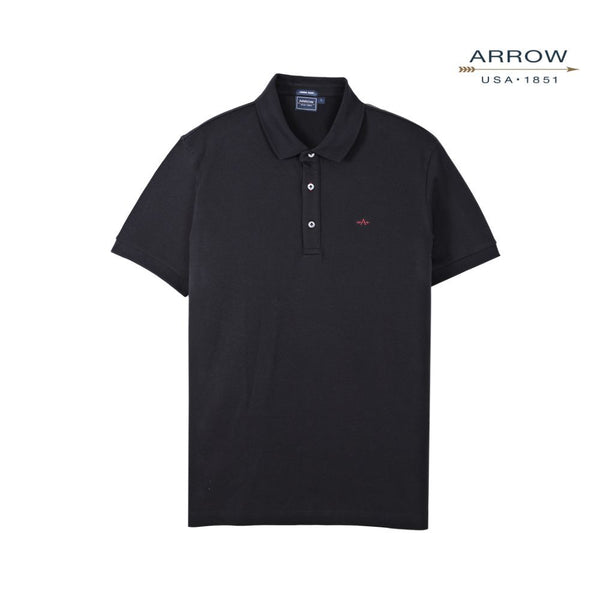 ARROW POLO เสื้อโปโลผู้ชาย แขนสั้น | ผ้า PIMA COTTON ทรง Smart สี ดำ  รหัส MPCM884-BL