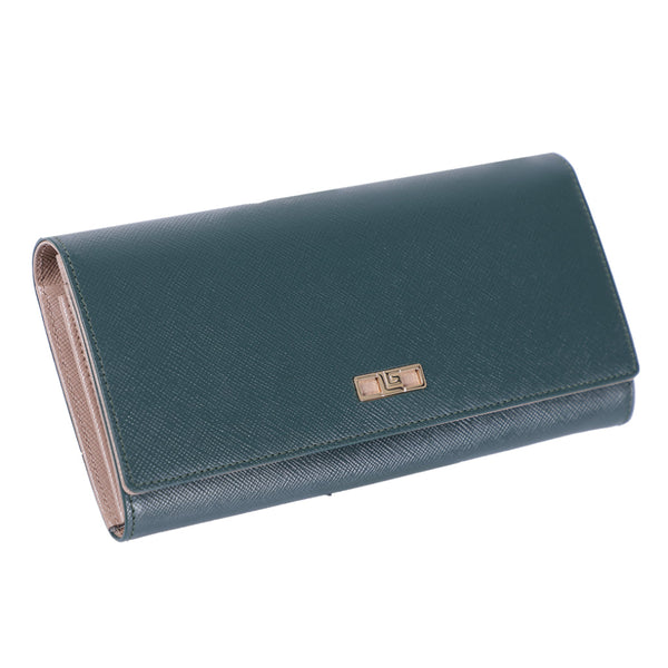 Guy Laroche กระเป๋าสตางค์ผู้หญิง 2 พับยาว หนังลาย safiano สีเขียว รุ่น AGP09552S6GRL
