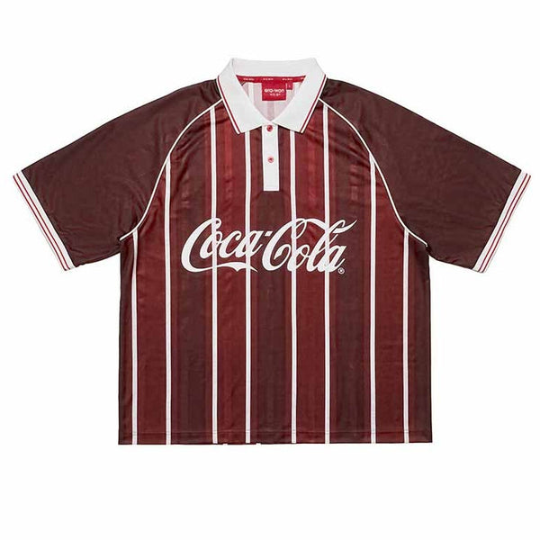 era-won | Coca Cola Jersey Oversized แขนสั้น สำหรับคุณผู้ชาย ลาย Coca Cola สีแดงเข้ม