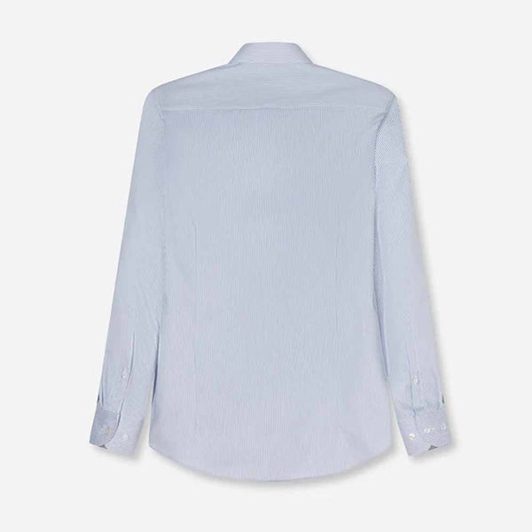 OLYMP LEVEL FIVE SHIRT เสื้อเชิ้ตผู้ชายแขนยาว ทรงพอดีตัว  BODY FIT  สีฟ้าลายทาง AUTU26 ICCSHOPPING
