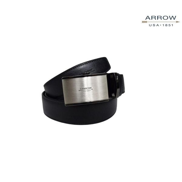 ARROW เข็มขัดผู้ชาย หัวออโต้ล็อค  Auto Belt (หนังวัวแท้จากอิตาลี) สีดำ รุ่น MYCB620 ICCSHOPPING