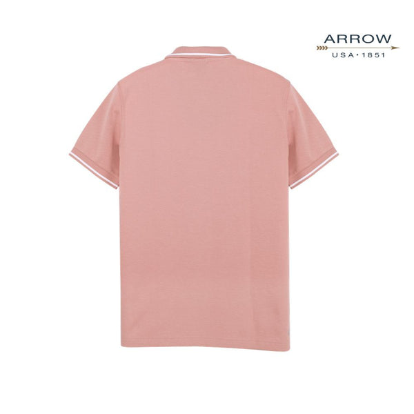ARROW POLO เสื้อโปโลสีพื้น ปกทอขลิบ แขนรัดขลิบ ไม่มีกระเป๋า ทรง MODERN SMART สี ชมพู รหัส MPCM881A6-PI ICCSHOPPING