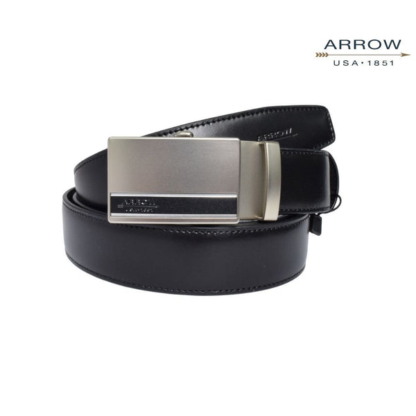 ARROW เข็มขัดผู้ชาย หัวออโต้ล็อค Auto Belt  (หนังวัวแท้จากอิตาลี) สีดำ รุ่น MYCB621W6