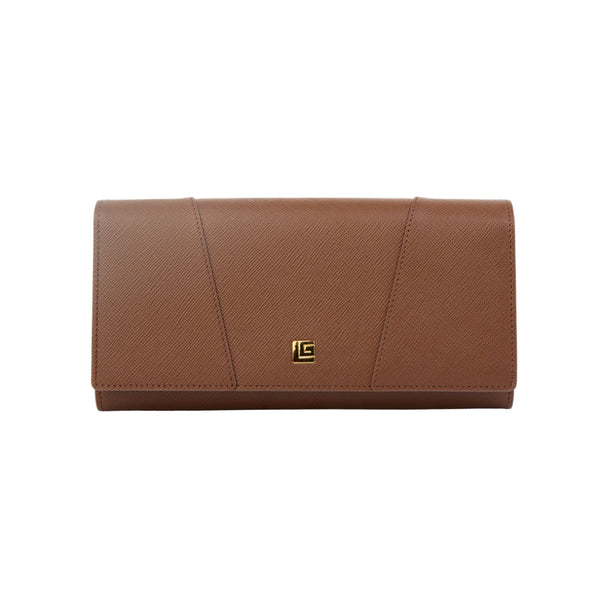 Guy Laroche กระเป๋าสตางค์หนัง 2 พับยาว สีน้ำตาล รุ่น AGP10142W6BRL