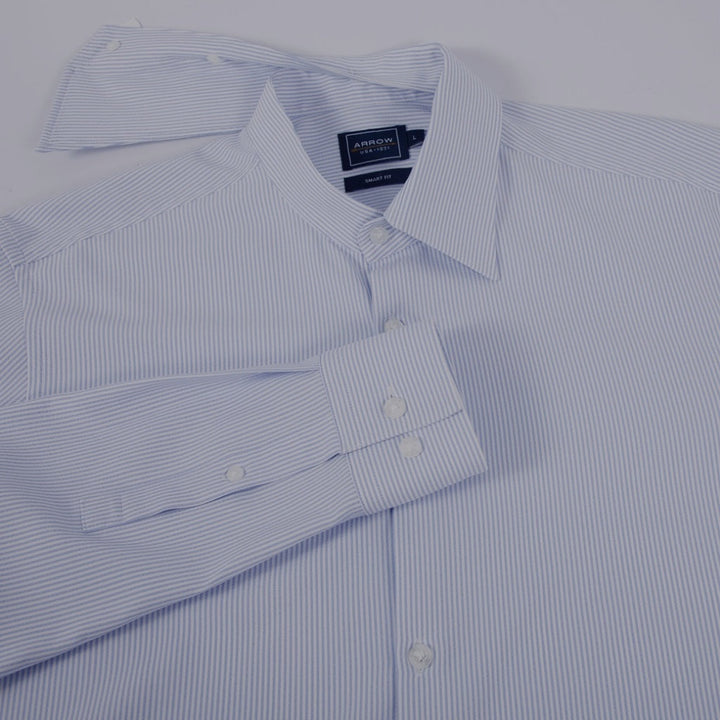 ARROW Microtech Shirt  เบา สบาย ไม่ยับ ถอดปกได้ - เสื้อเชิ้ตแขนยาว ทรง SMART สีฟ้า MACM422-BU ICCSHOPPING
