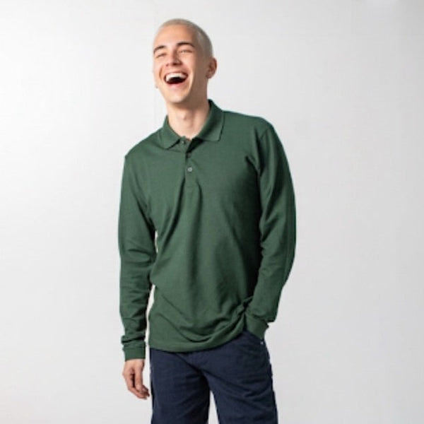 era-won เสื้อโปโลเอราวอนแขนยาว POLO สำหรับคุณผู้ชาย สี Tony Green-Draft