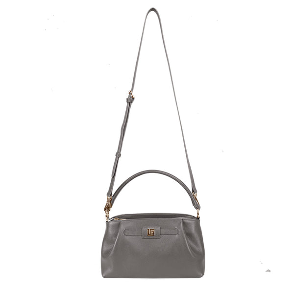 Guy Laroche กระเป๋าถือ + สายสะพายยาว หนังนิ่มอัดลายลิ้นจี่ - สีเทาเข้ม รุ่น AGH0891FS6KOM