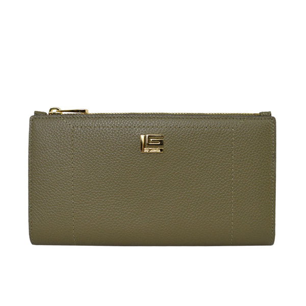 Guy Laroche 2 พับยาว + ใส่เหรียญ หนัง soft อัดลายลิ้นจี่ สีเขียว รุ่น AGP09232S6GRL