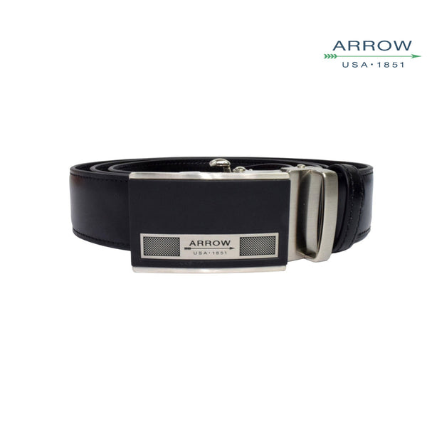 ARROW เข็มขัดผู้ชาย หัวออโต้ล็อค  Auto Belt  (หนังวัวแท้จากอิตาลี) สีดำ รรหัส MYCB612