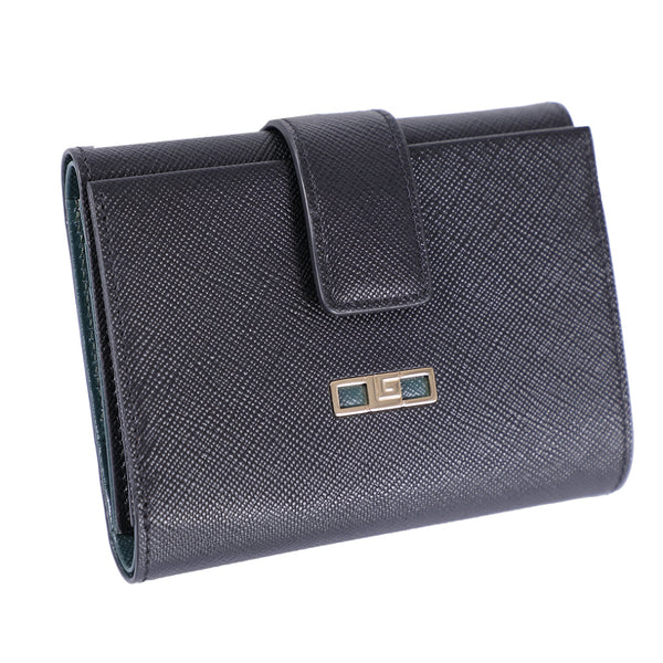 Guy Laroche กระเป๋าสตางค์ผู้หญิง 3 พับกลาง+ใส่เหรียญ หนังลาย safiano สีดำ รุ่น AGP09543S6BLM