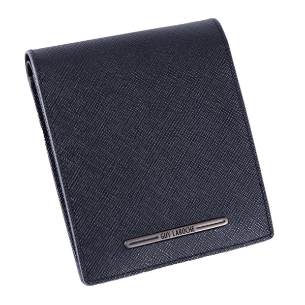 Guy Laroche กระเป๋าสตางค์หนังอัดลายซาเฟียโน่ 8 การ์ด สีดำ รุ่น MGW05718R6BLS