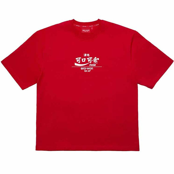 era-won | Coca Cola T-Shirt Oversized  เสื้อยืดเอราวอนโอเวอร์ไซส์แขนสั้น สำหรับคุณผู้ชาย สกรีน x Coca Cola สี แดง